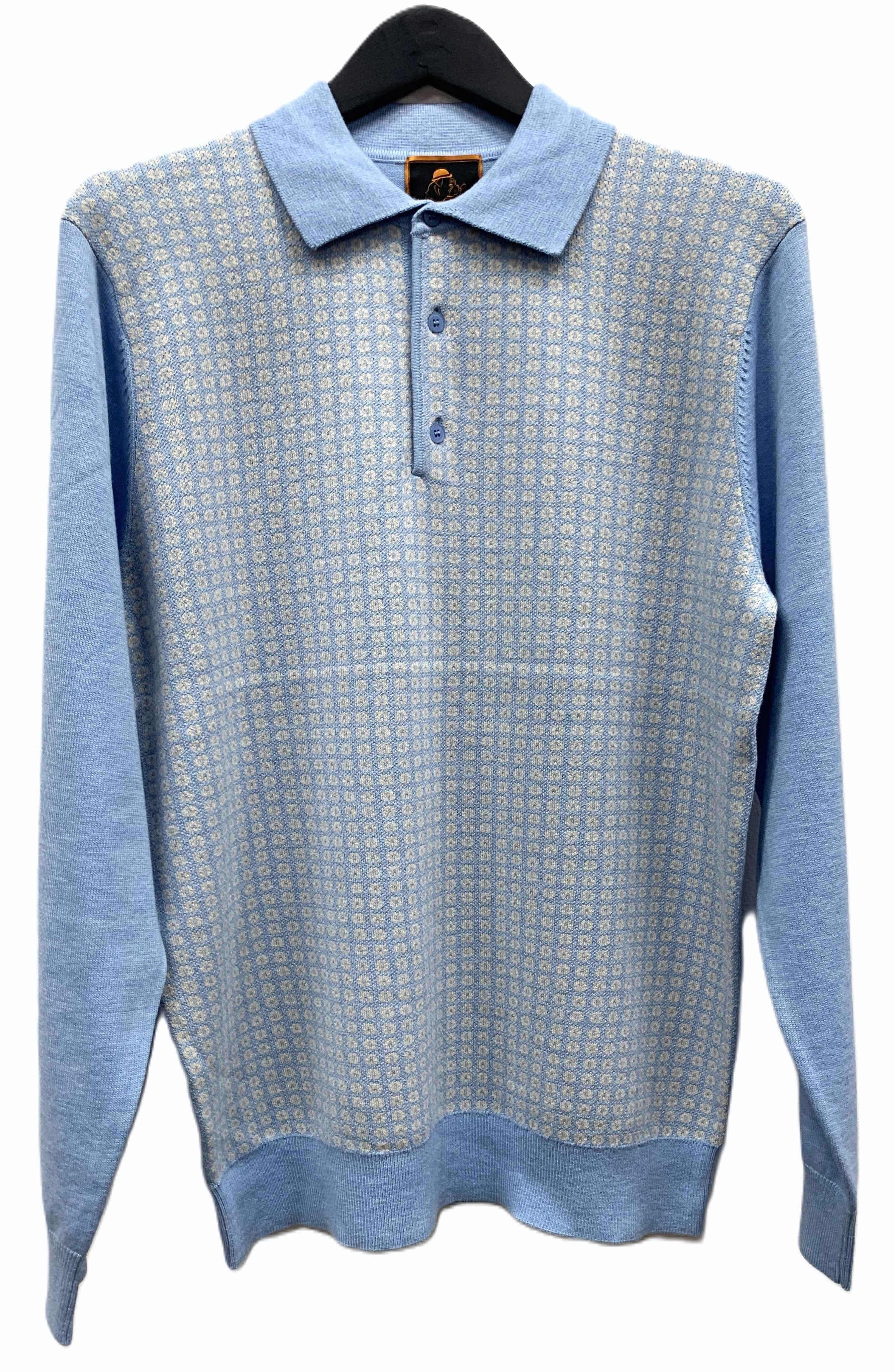 Cigar Couture 3 Button Pullover Polo Sweater Sky