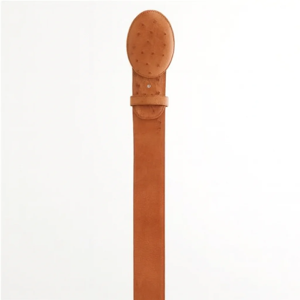 Cinto De Avestruz - Cinto Vaquero Cognac Ostrich Belt - Image 5