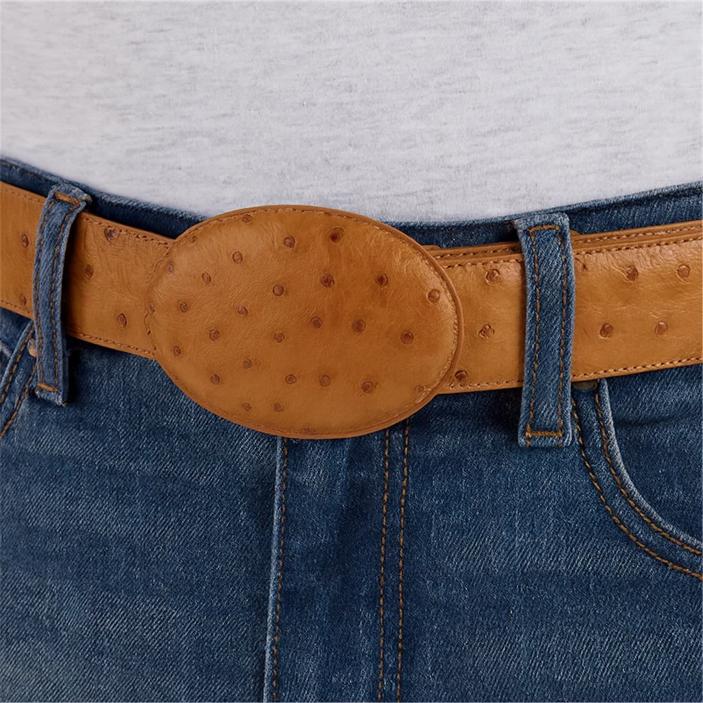 Cinto De Avestruz - Cinto Vaquero Cognac Ostrich Belt - Image 6