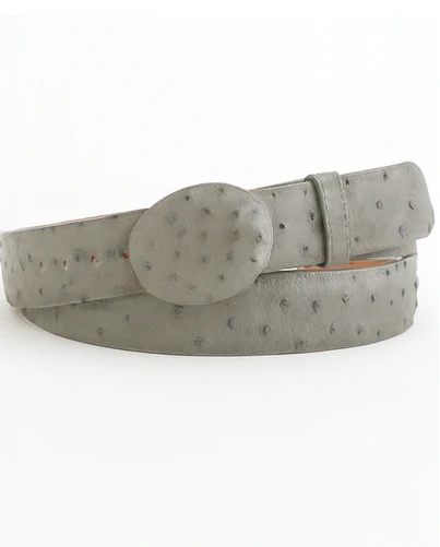 Cinto De Avestruz - Cinto Vaquero Gray Ostrich Belt - Image 3