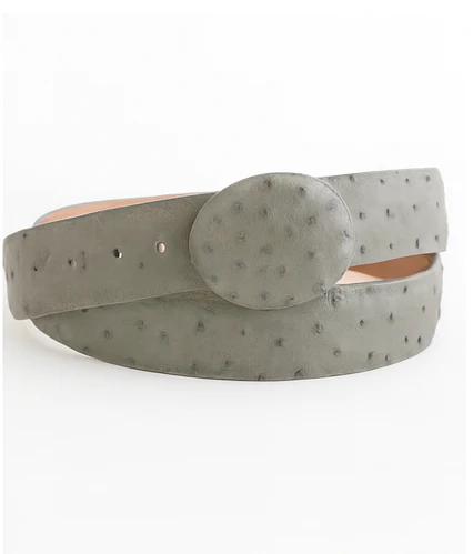 Cinto De Avestruz - Cinto Vaquero Gray Ostrich Belt - Image 4