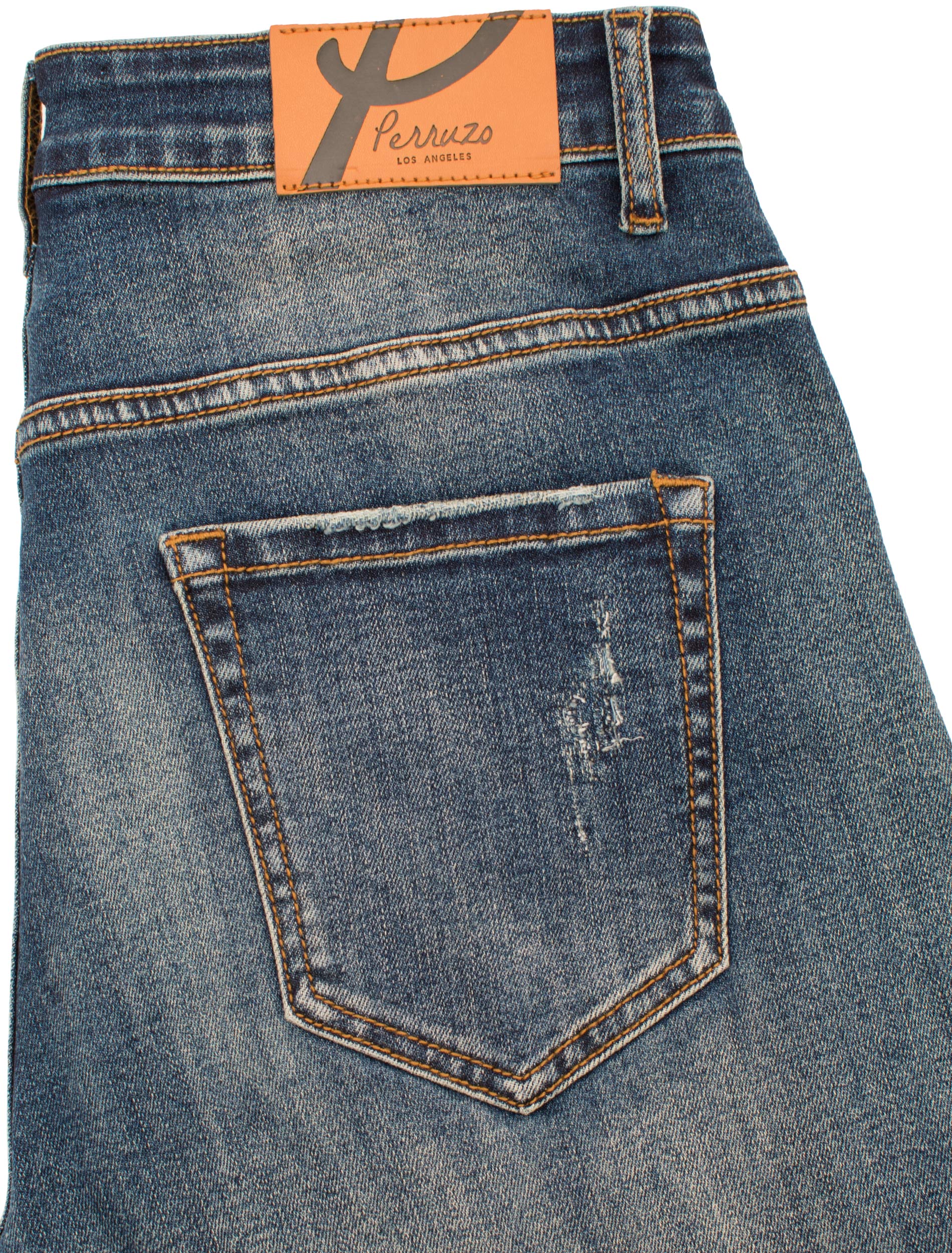 PX Jean with Quilted pleather patches in In Indigo - Image 3