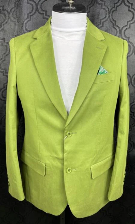 Cotton Blazer - Mens Summer Sport Coat - Light Green Lime Color