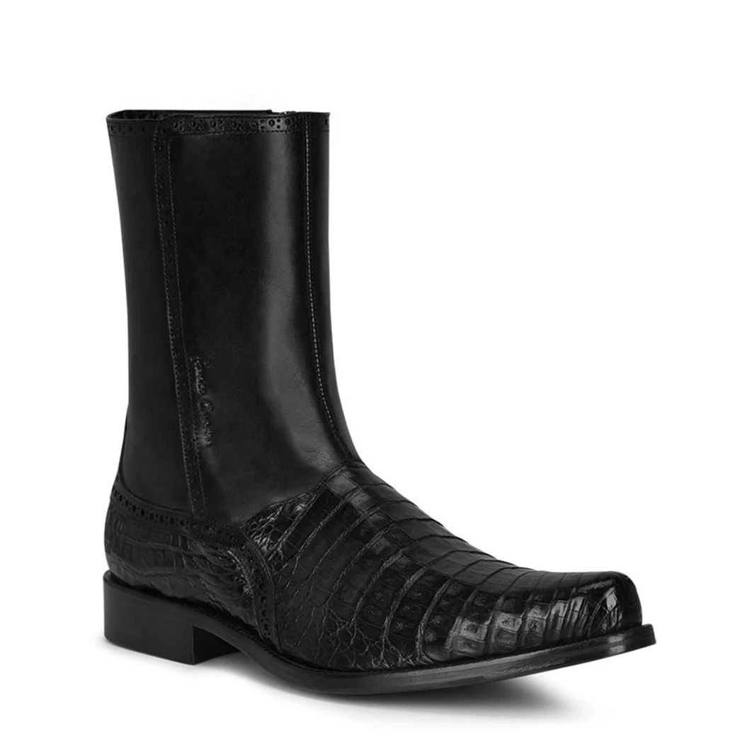 Cuadra Caiman Belly Dress Boots in Black and Chocolate