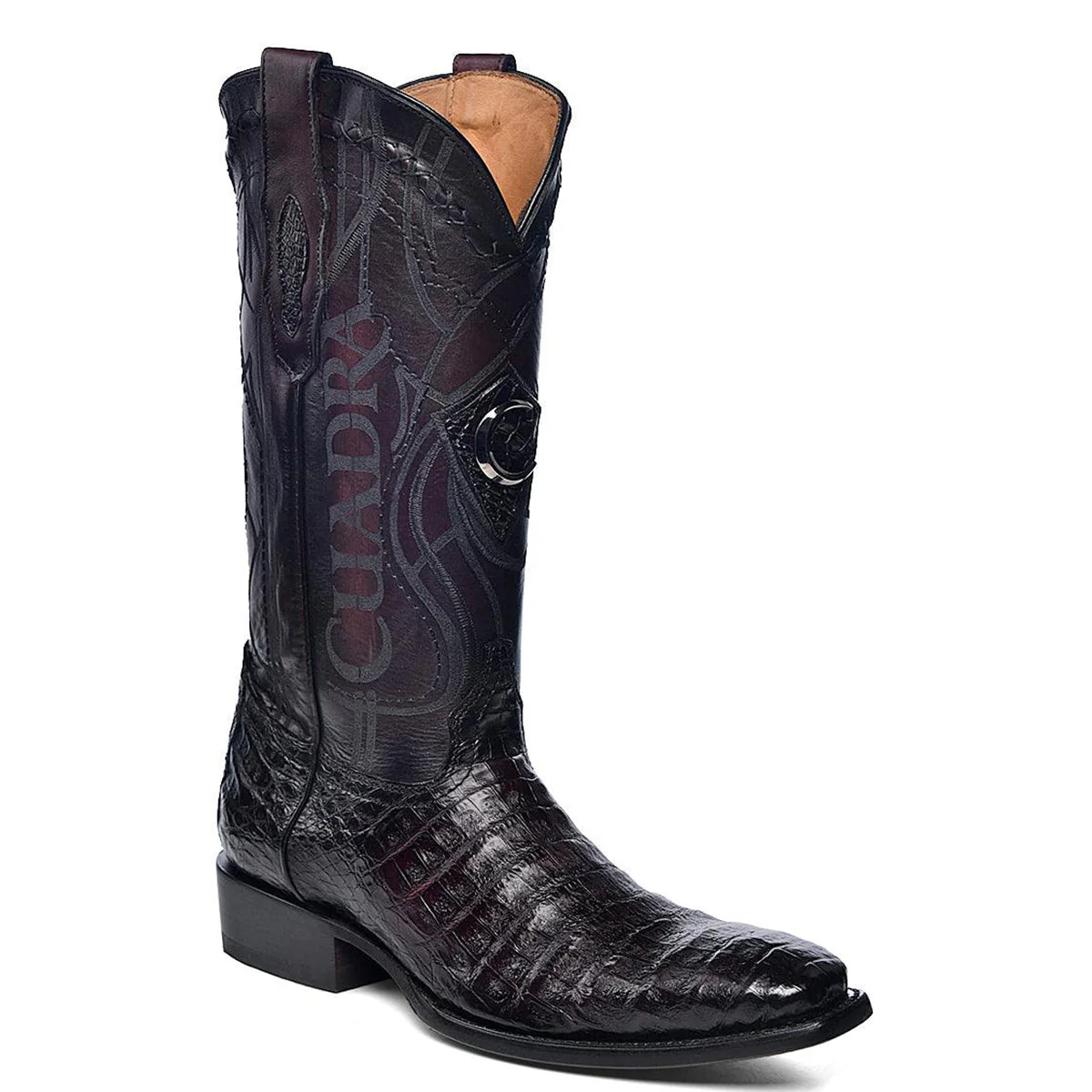 Black Cherry Caiman Belly French Toe Boot by Cuadra