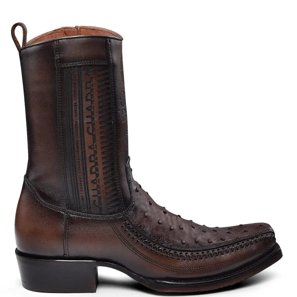 Cuadra Brown Ostrich Zipper Boot - Image 2