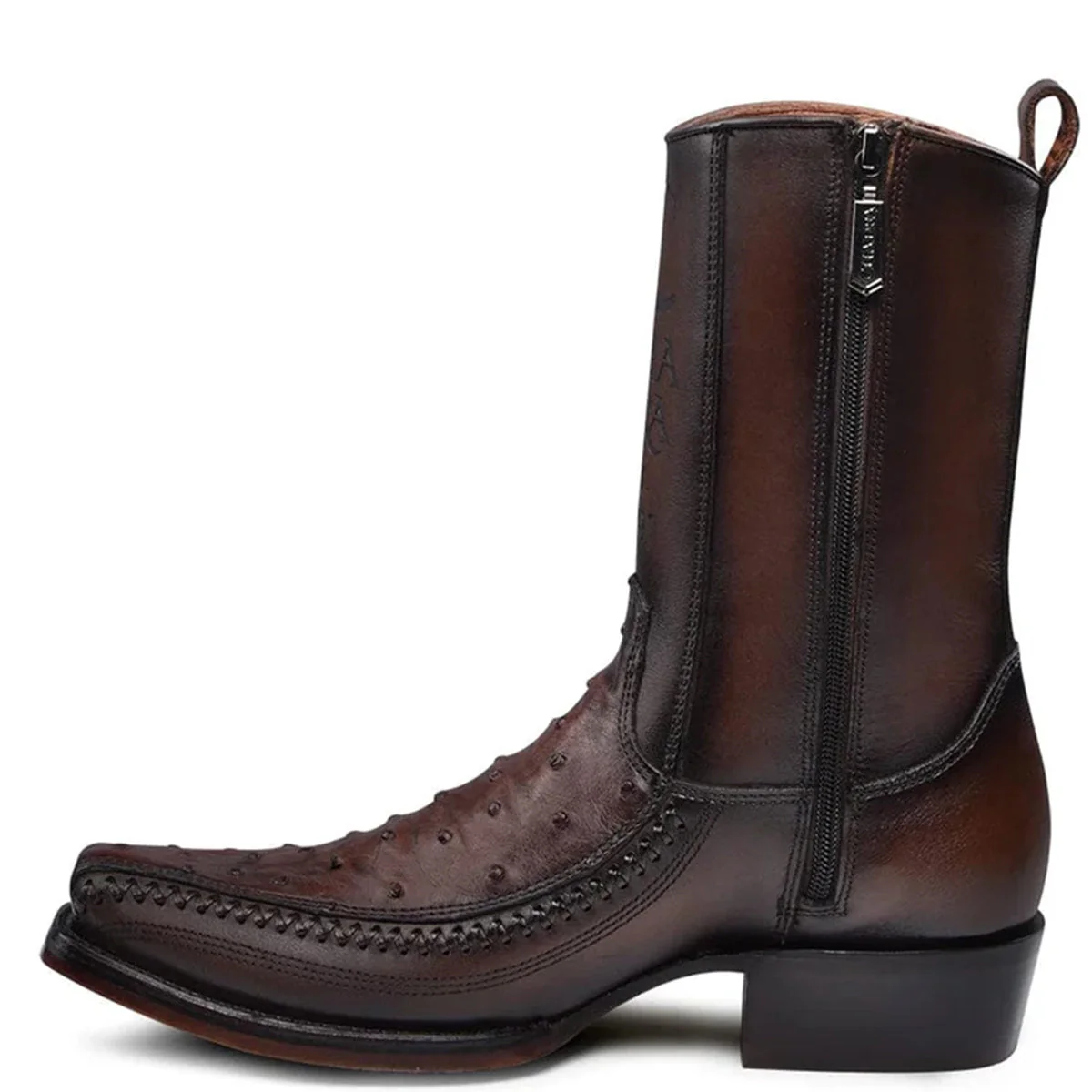 Cuadra Brown Ostrich Zipper Boot - Image 3