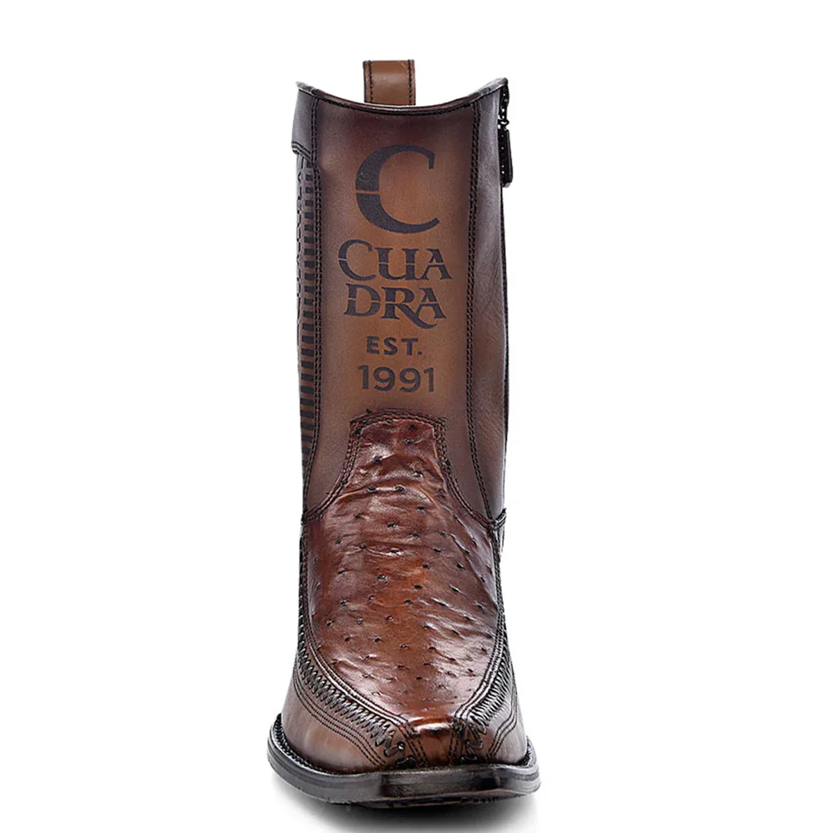 Cuadra Honey Ostrich Zipper Boot in Brown - Image 3