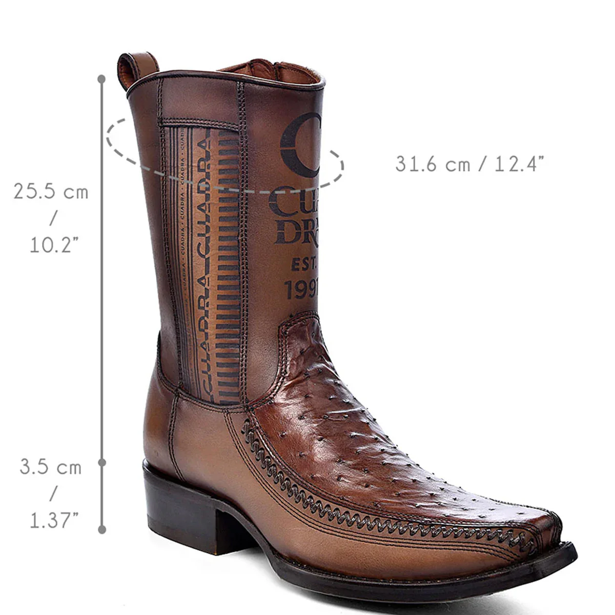Cuadra Honey Ostrich Zipper Boot in Brown - Image 7
