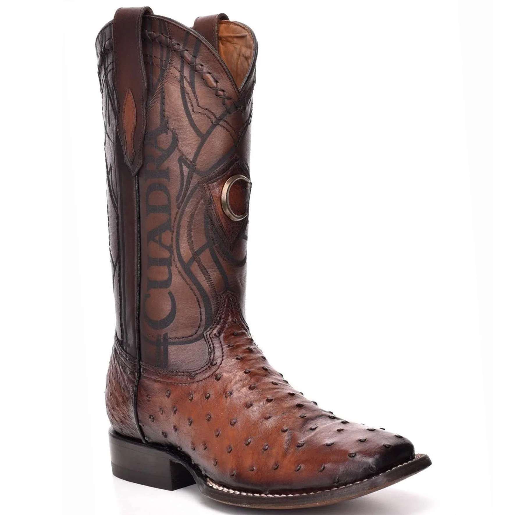 Cuadra Moroni Castaño Square Toe Ostrich Boots