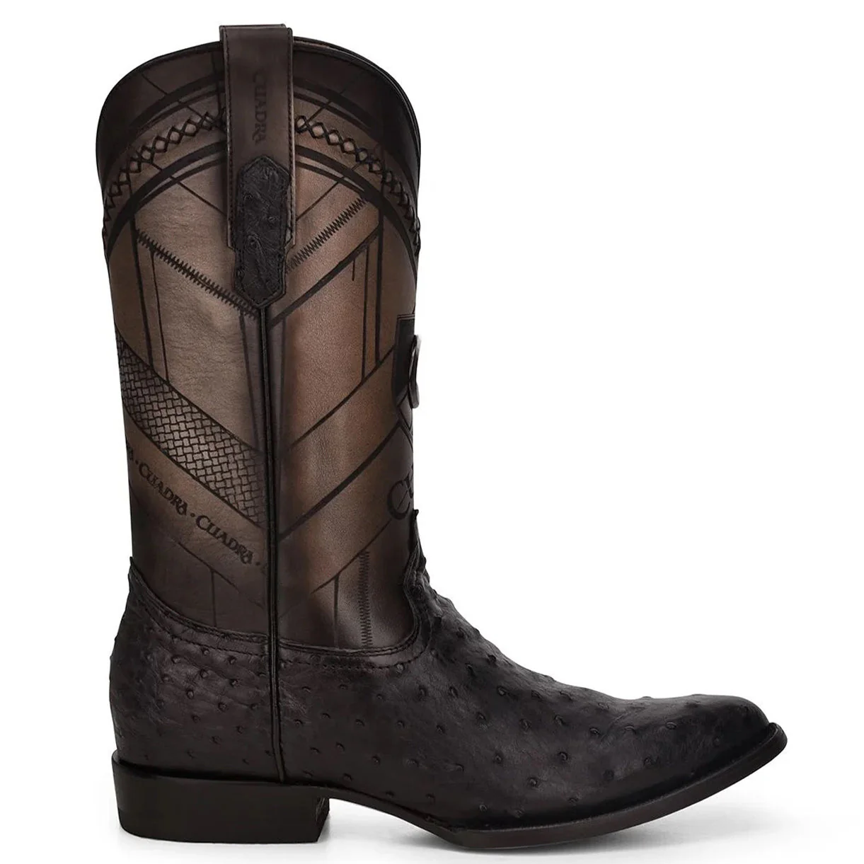 Cuadra Round Toe Black Ostrich Boot - Image 2