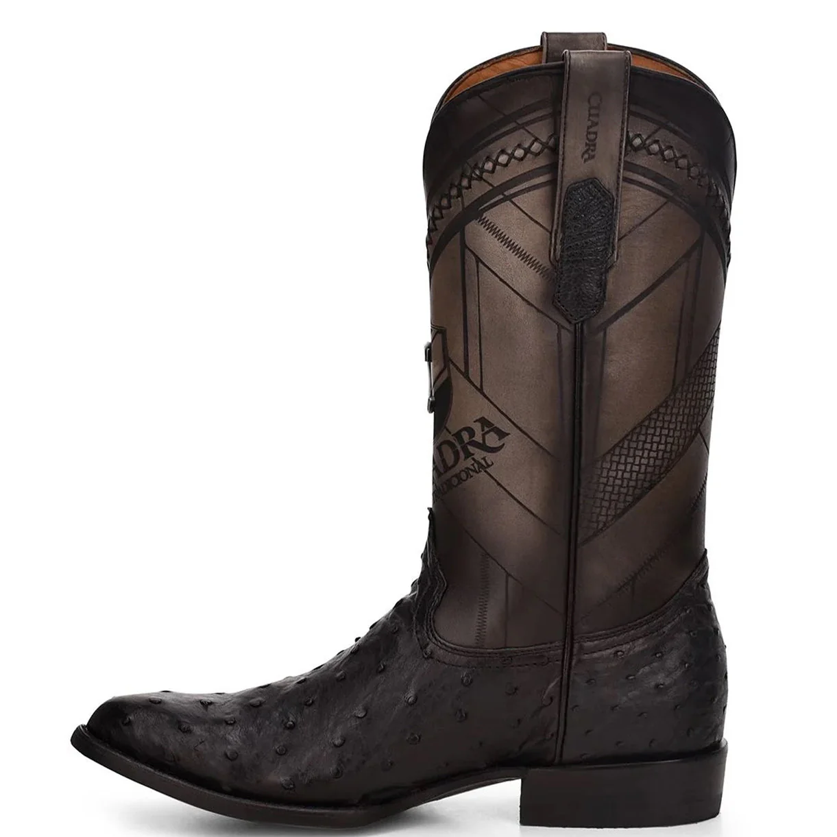 Cuadra Round Toe Black Ostrich Boot - Image 4