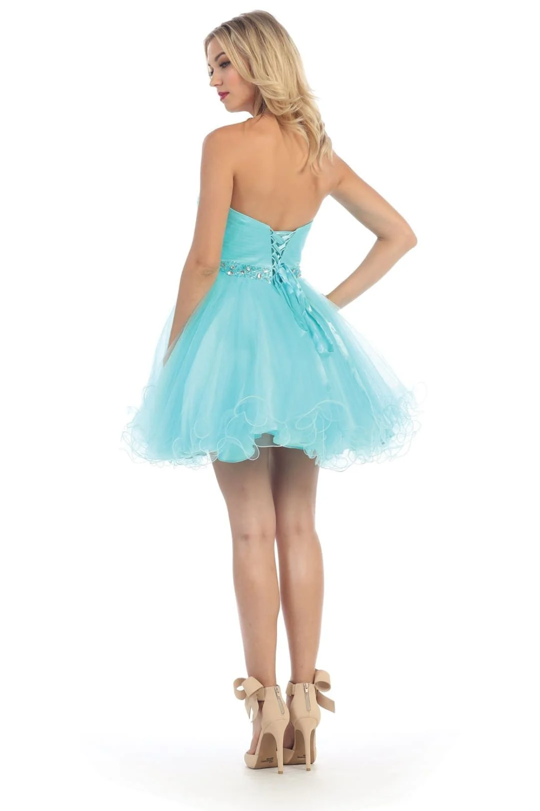 Quince Dama Dresses - Short Quinceanera Dresses in Color Aqua - Image 2