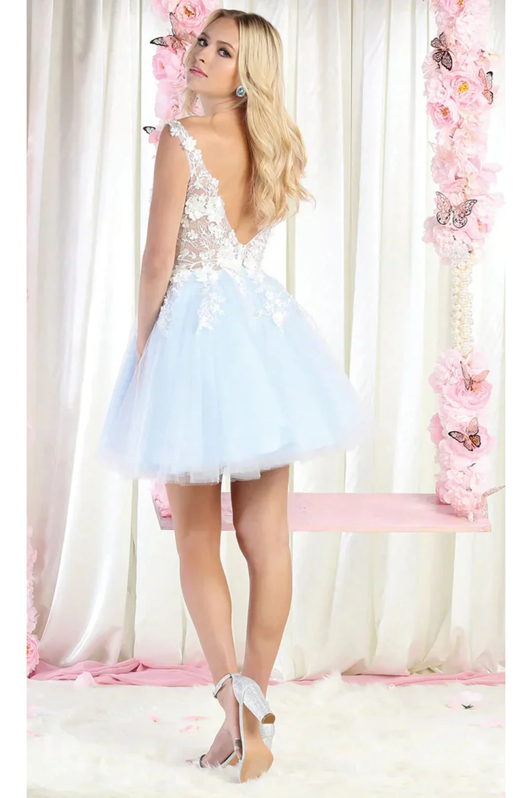 Quince Dama Dresses - Short Quinceanera Dresses in Color Baby Blue - Image 2