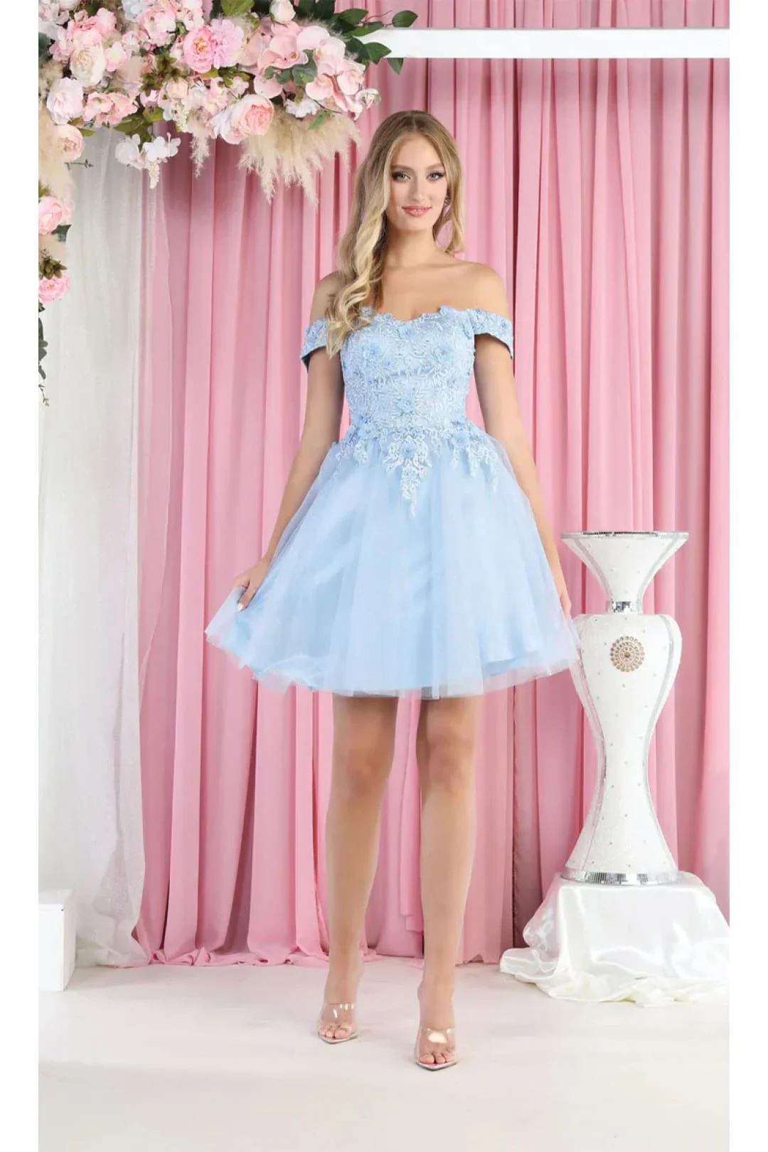 Quince Dama Dresses - Short Quinceanera Dresses in Color Baby Blue