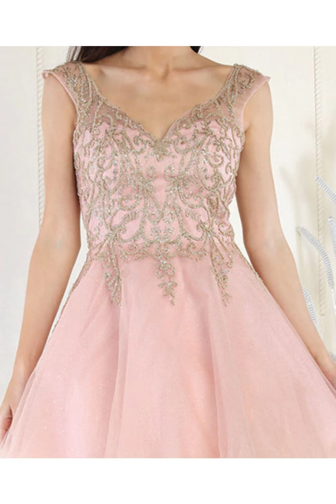 Quince Dama Dresses - Short Quinceanera Dresses in Color Blush/Gold - Image 3