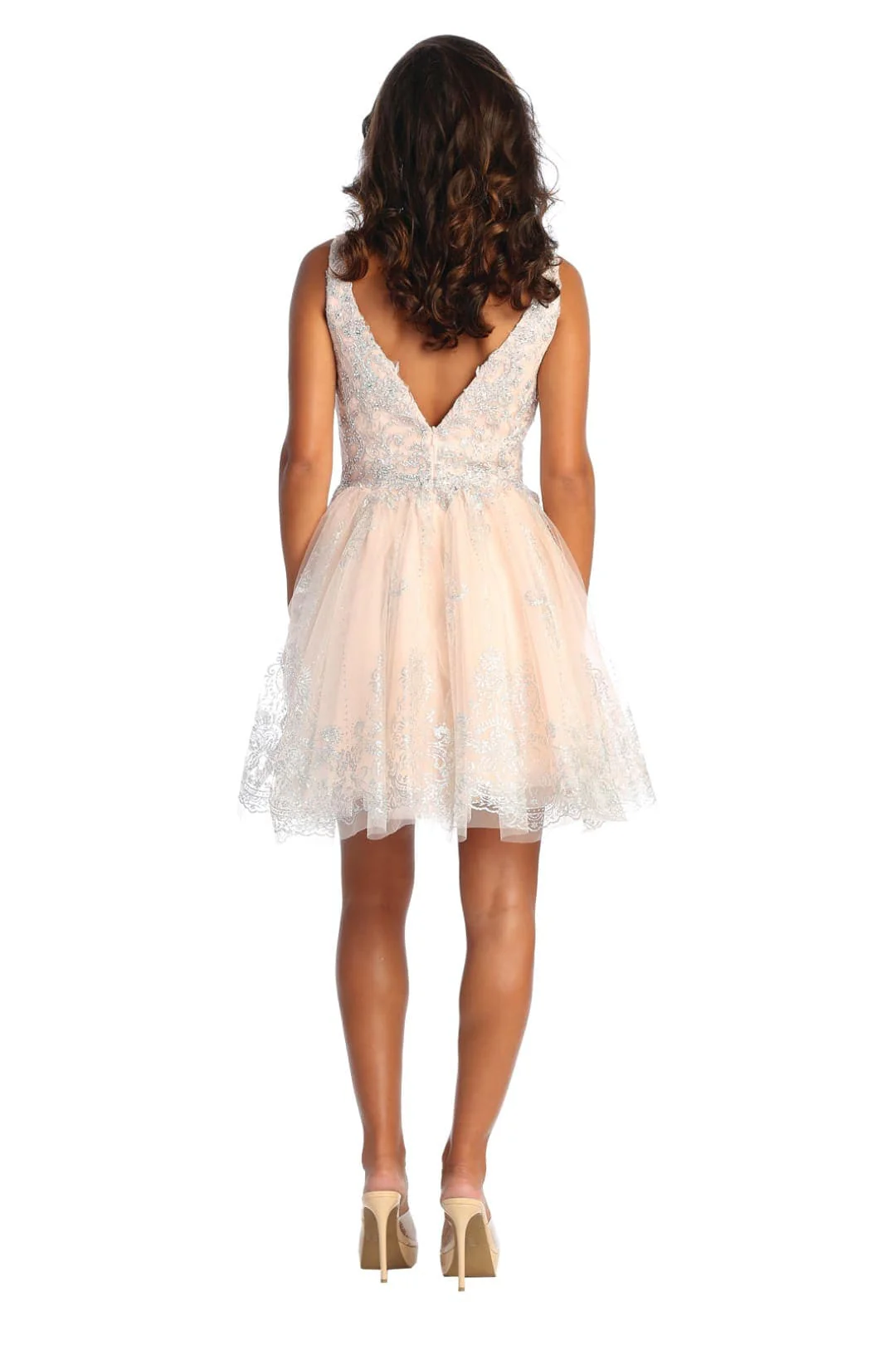 Quince Dama Dresses - Short Quinceanera Dresses in Color Blush/Silver - Image 2