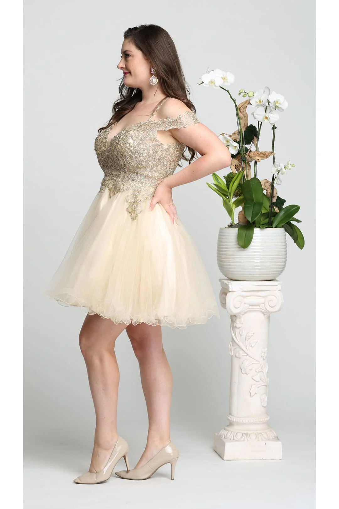 Quince Dama Dresses - Short Quinceanera Dresses in Color Champagne - Image 3