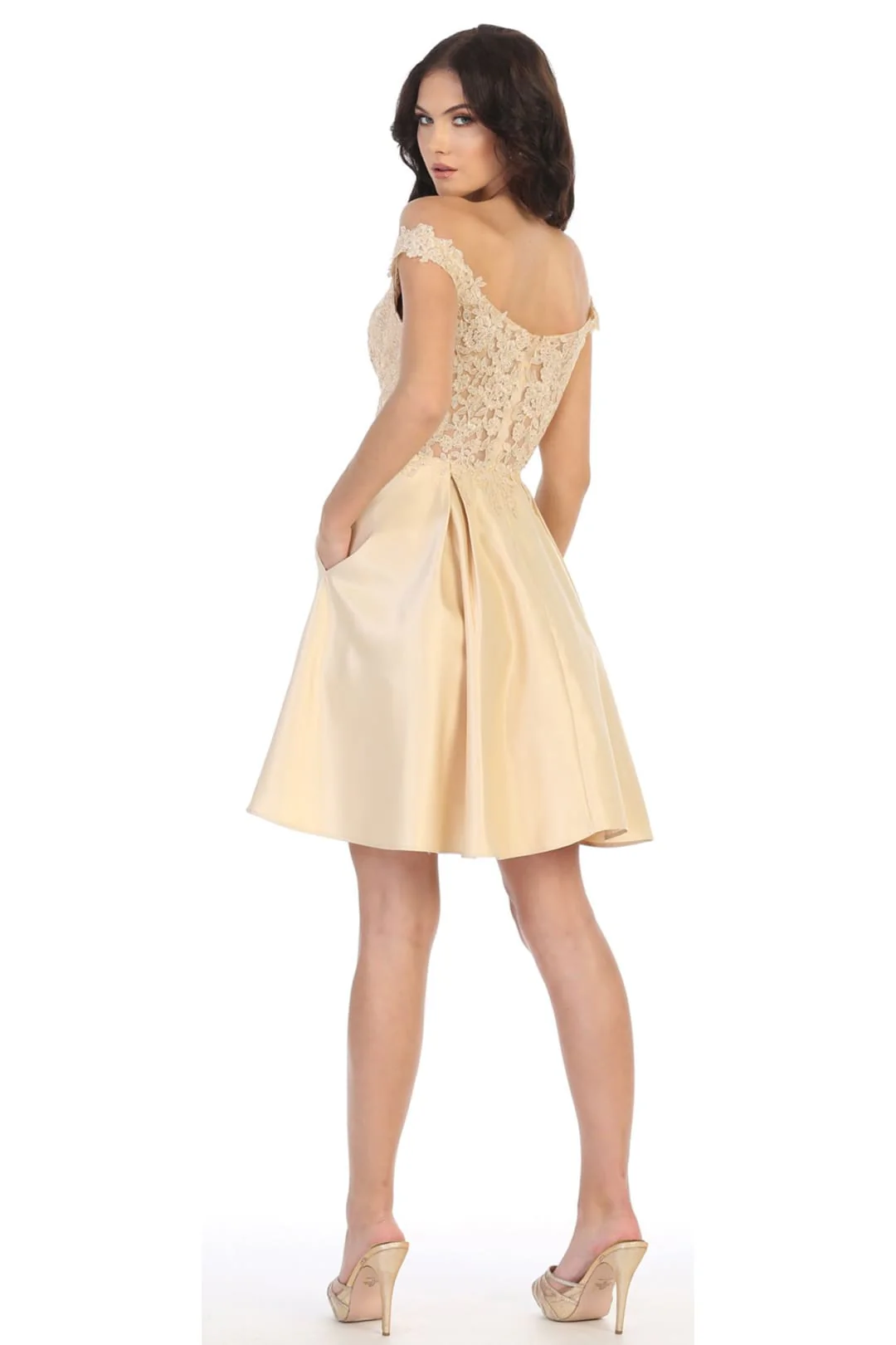 Quince Dama Dresses - Short Quinceanera Dresses in Color Champagne - Image 2