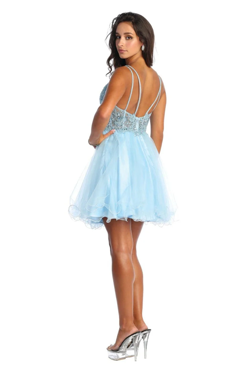 Quince Dama Dresses - Short Quinceanera Dresses in Color Dusty Blue - Image 3
