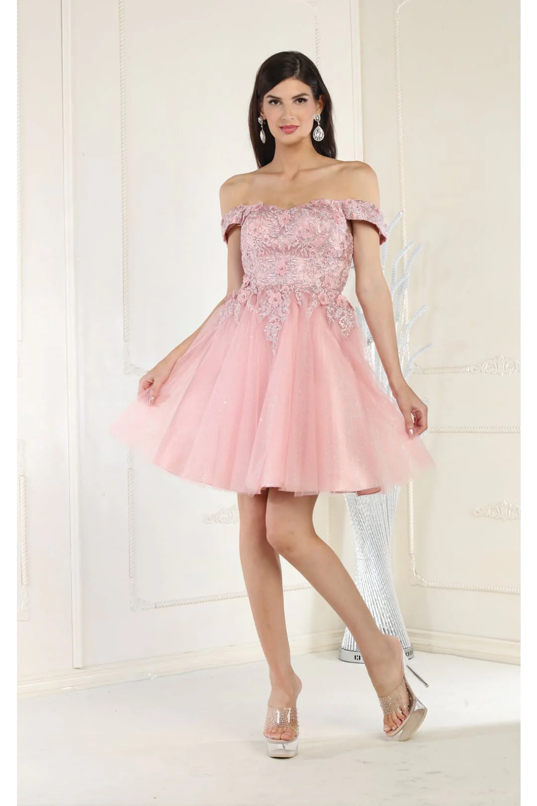 Quince Dama Dresses - Short Quinceanera Dresses in Color Dusty Rose