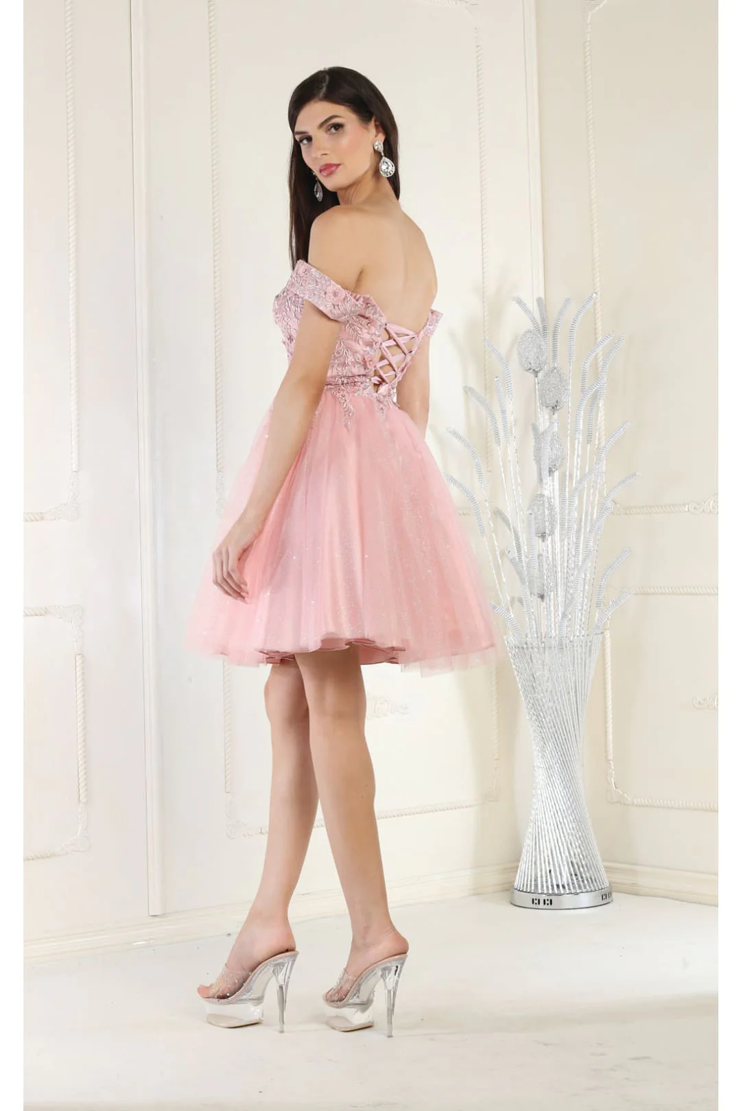 Quince Dama Dresses - Short Quinceanera Dresses in Color Dusty Rose - Image 2