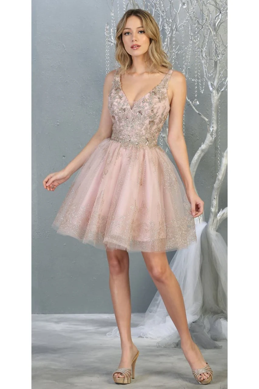 Quince Dama Dresses - Short Quinceanera Dresses in Color Mauve