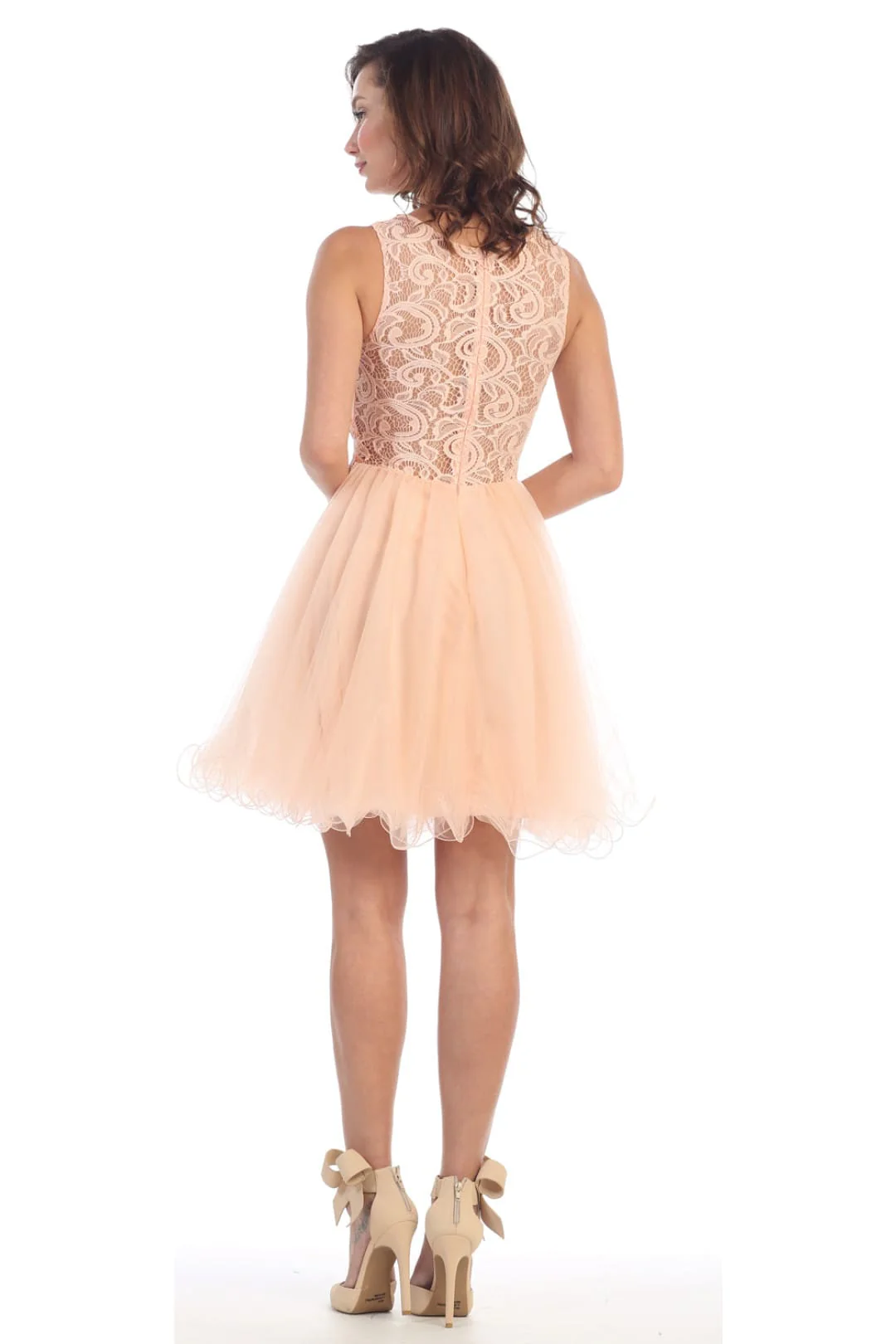 Quince Dama Dresses - Short Quinceanera Dresses in Color Peach - Image 2
