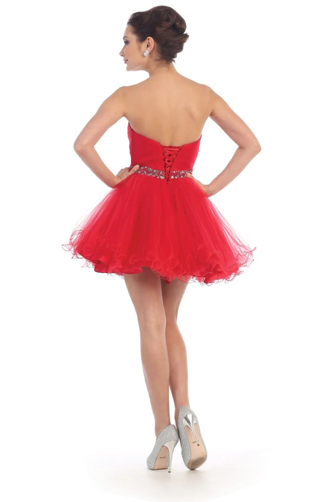 Quince Dama Dresses - Short Quinceanera Dresses in Color Red - Image 2
