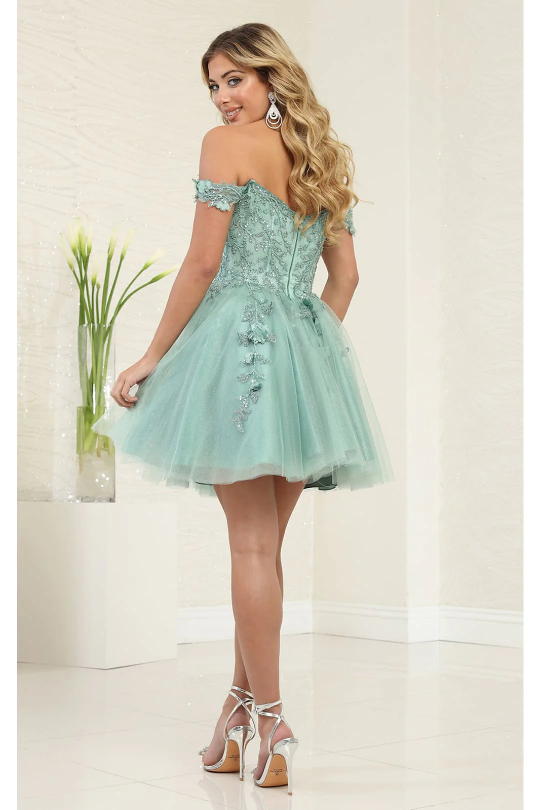 Quince Dama Dresses - Short Quinceanera Dresses in Color Sage - Image 2