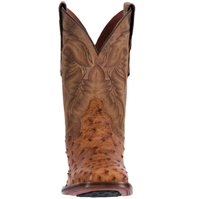 Dan Post Men's Alamosa Full Quill Ostrich Square Toe Boots - Tan - Image 6