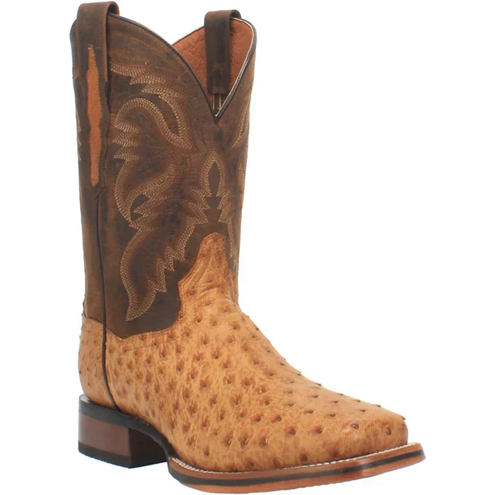 Dan Post Men's Kershaw Full Quill Ostrich Square Toe Boots - Saddle - Image 6