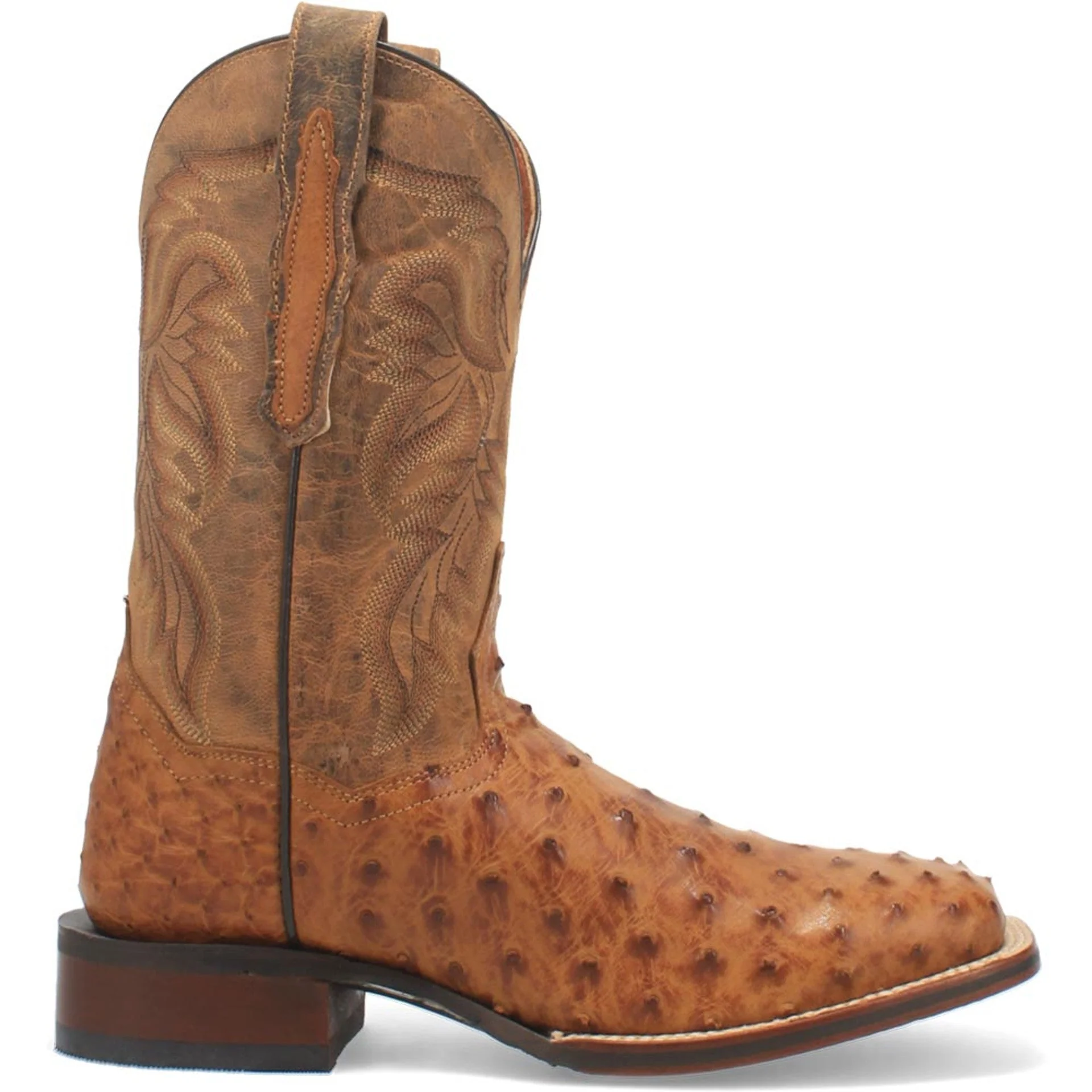 Dan Post Men’s Alamosa Tan Genuine Ostrich 11 Broad Square Toe Cowboy Certified Boot - Image 5