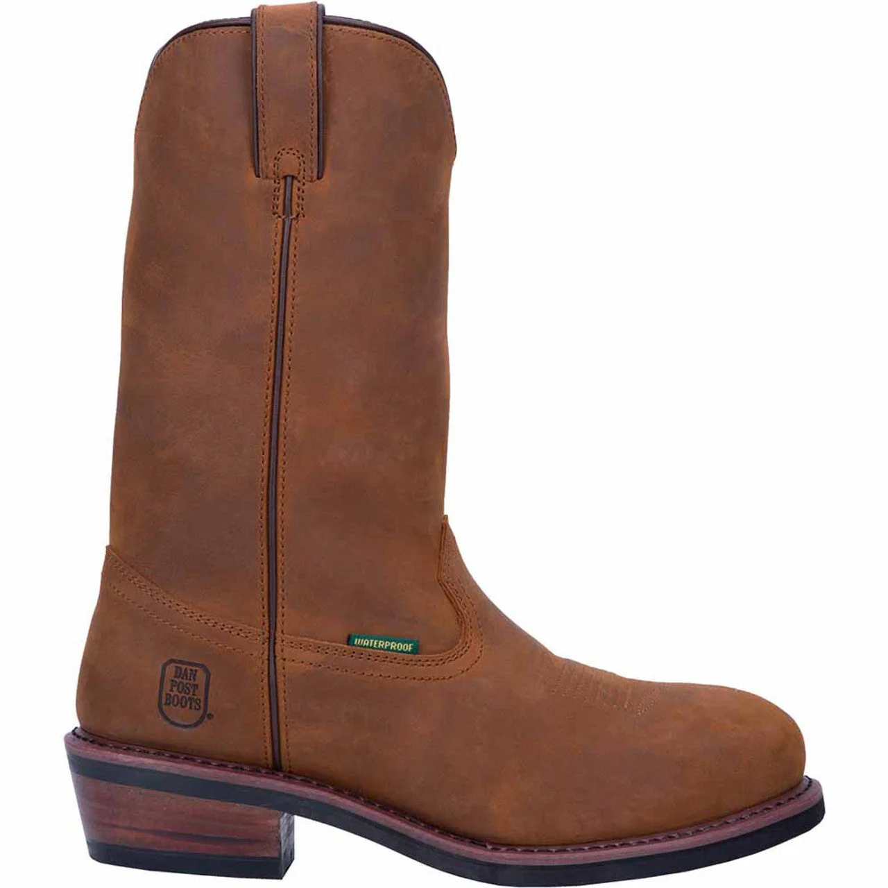 Dan Post Men’s Albuquerque 12 Round Toe Mid Brown and Tan Leather Cowboy Boot - Image 2