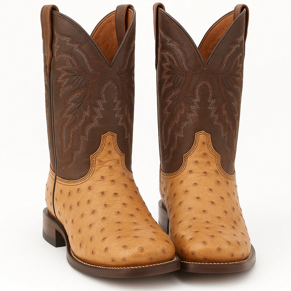 Dan Post Men's Alamosa Full Quill Ostrich Square Toe Boots - Sand - Image 9