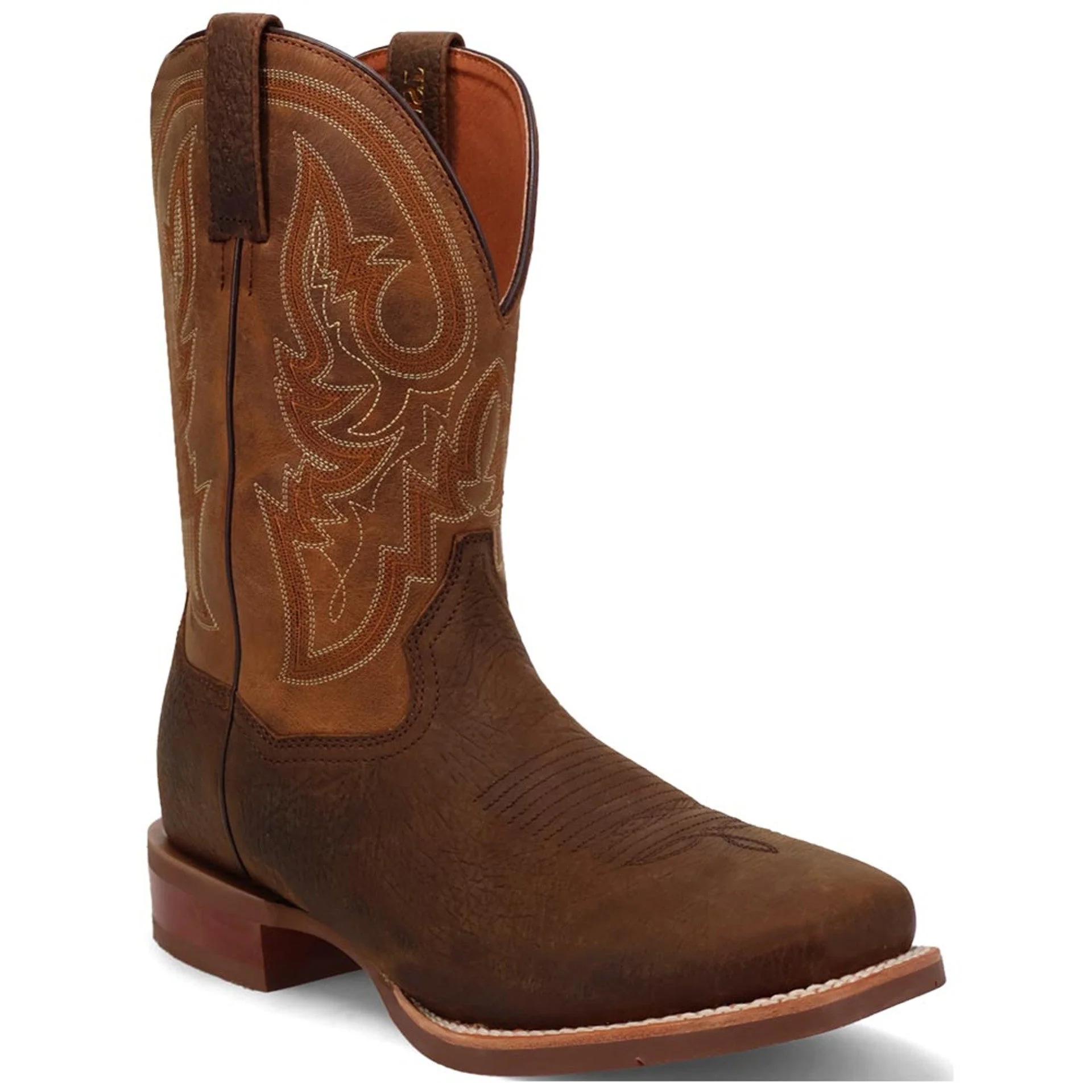 Dan Post Men's Bridgestone Chocolate & Tan Square Toe Western Boots - Image 2