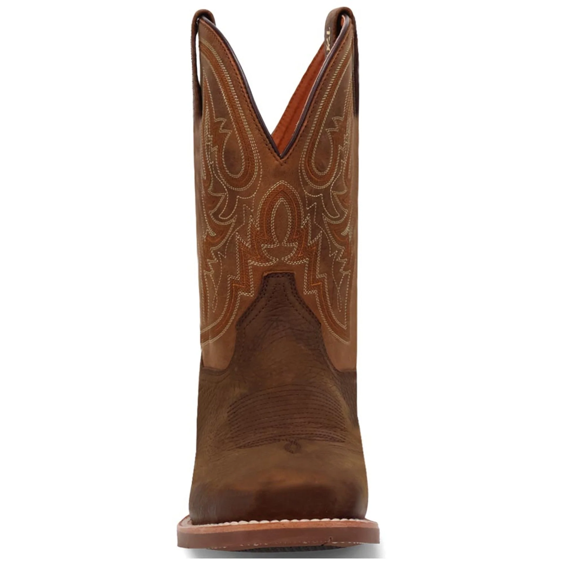 Dan Post Men's Bridgestone Chocolate & Tan Square Toe Western Boots - Image 5