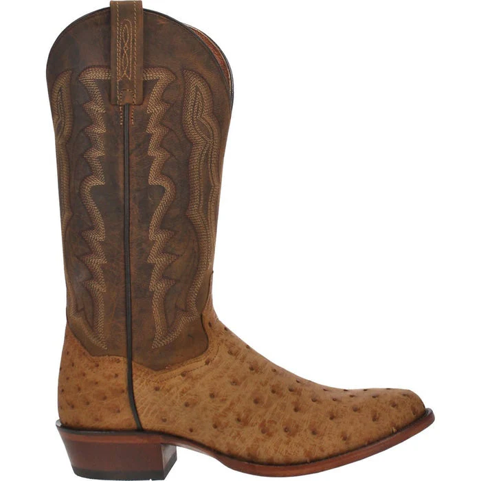 Dan Post Men's Gehrig Full Quill Ostrich Round Toe Boots - Saddle - Image 2