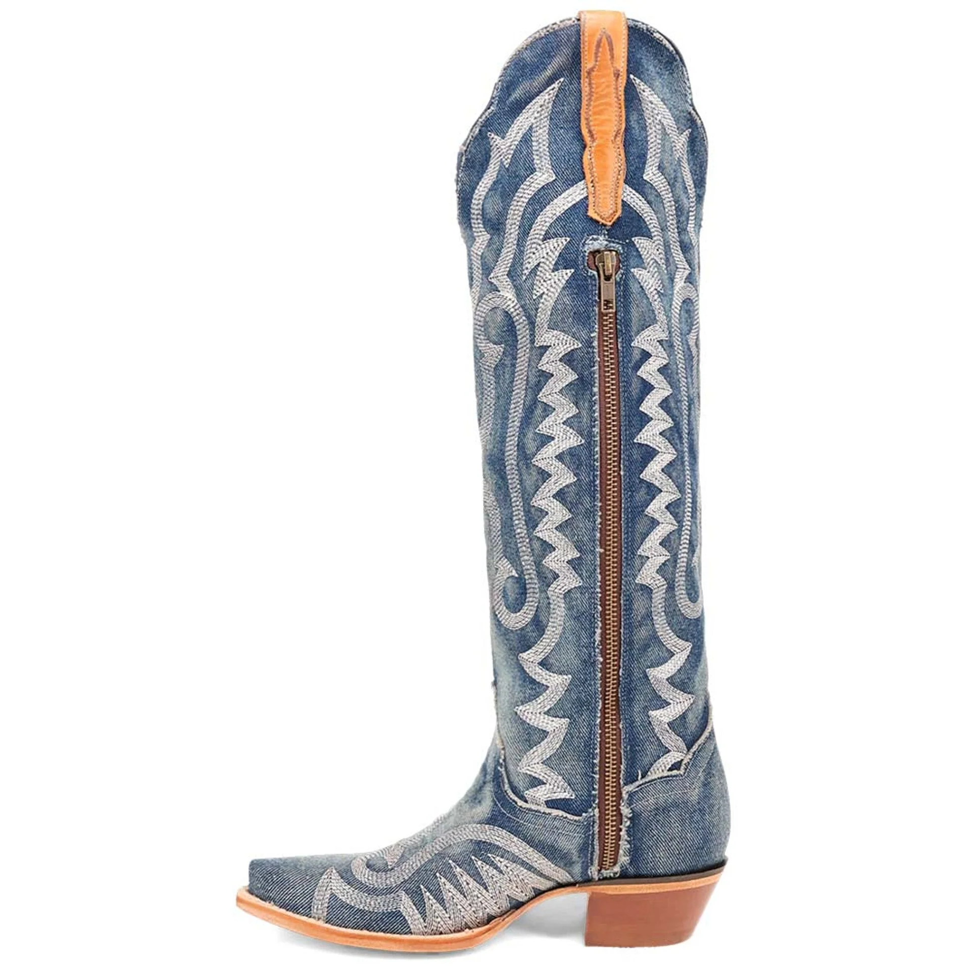 Dan Post Women's Denim Darlin Zipper Snip Toe Boots - Image 4