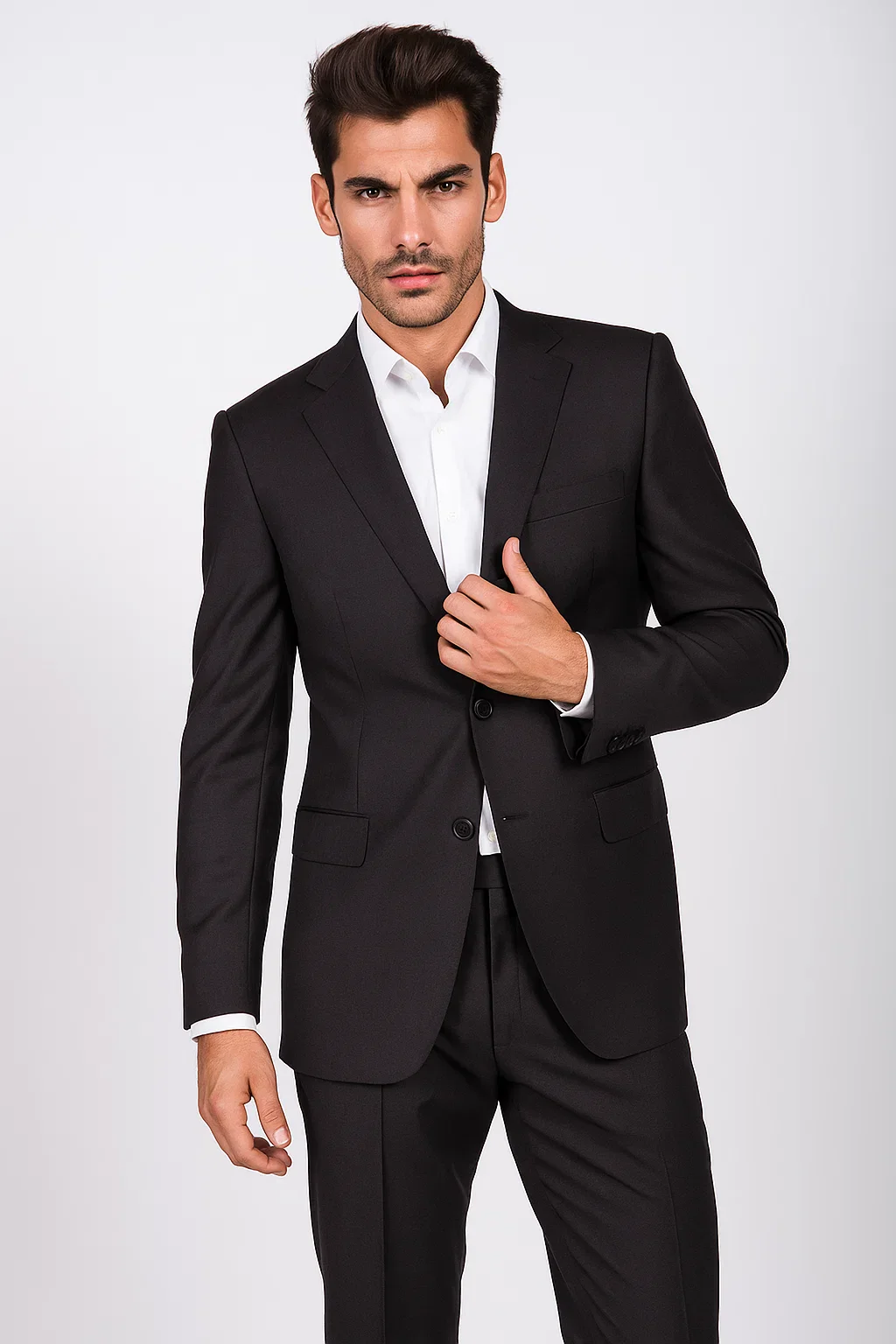 Dark Navy Two Button Classic Fit Suit - Dark Blue Suit Color - Image 2