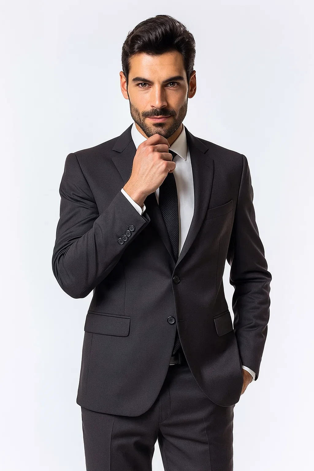Dark Navy Two Button Classic Fit Suit - Dark Blue Suit Color - Image 6