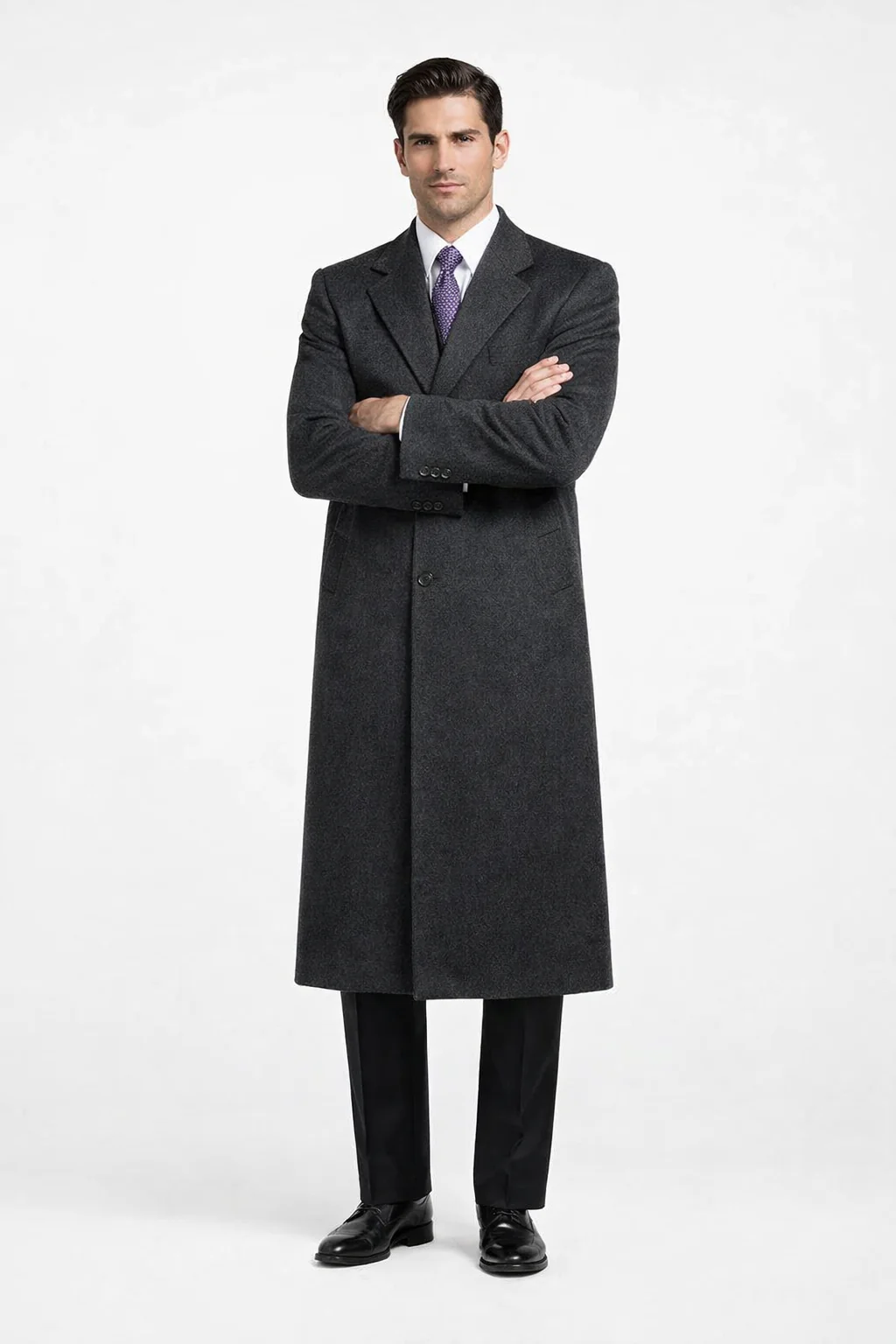 Darkest Charcoal Gray Men'S Dress Coat Long Men'S Dress Topcoat - Winter Coat ~ Men'S Overcoat Long 46 Inches In Length - Image 5