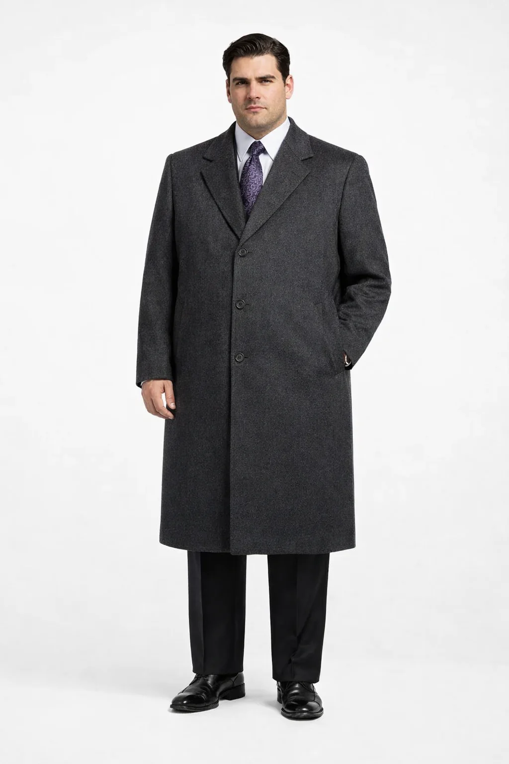 Darkest Charcoal Gray Men'S Dress Coat Long Men'S Dress Topcoat - Winter Coat ~ Men'S Overcoat Long 46 Inches In Length - Image 6