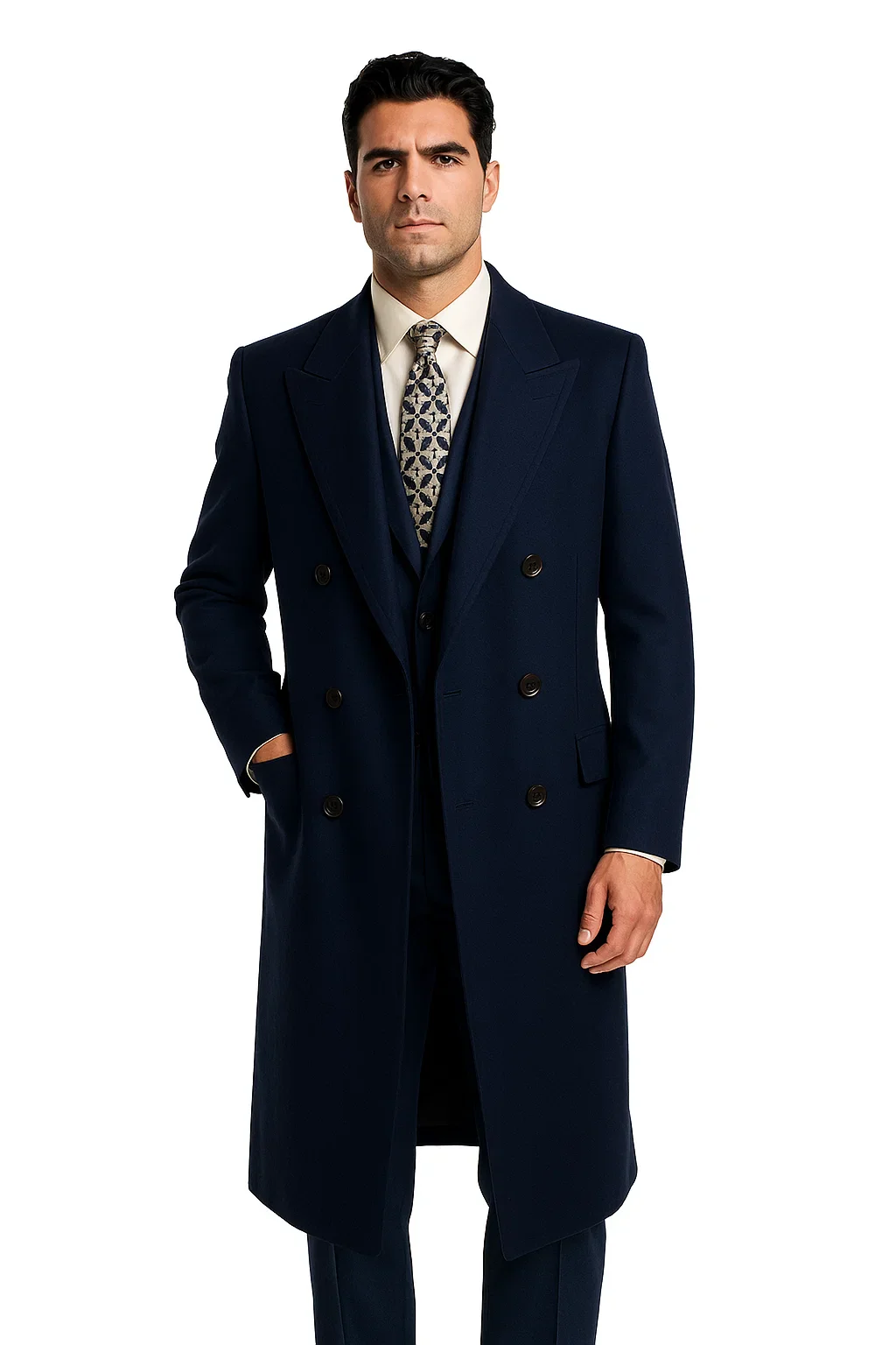 DBCoat Men's Wool Long Designer Men's Wool Men's Peacoat Sale Double Breasted Overcoat Style Full Length Charcoal - Image 3