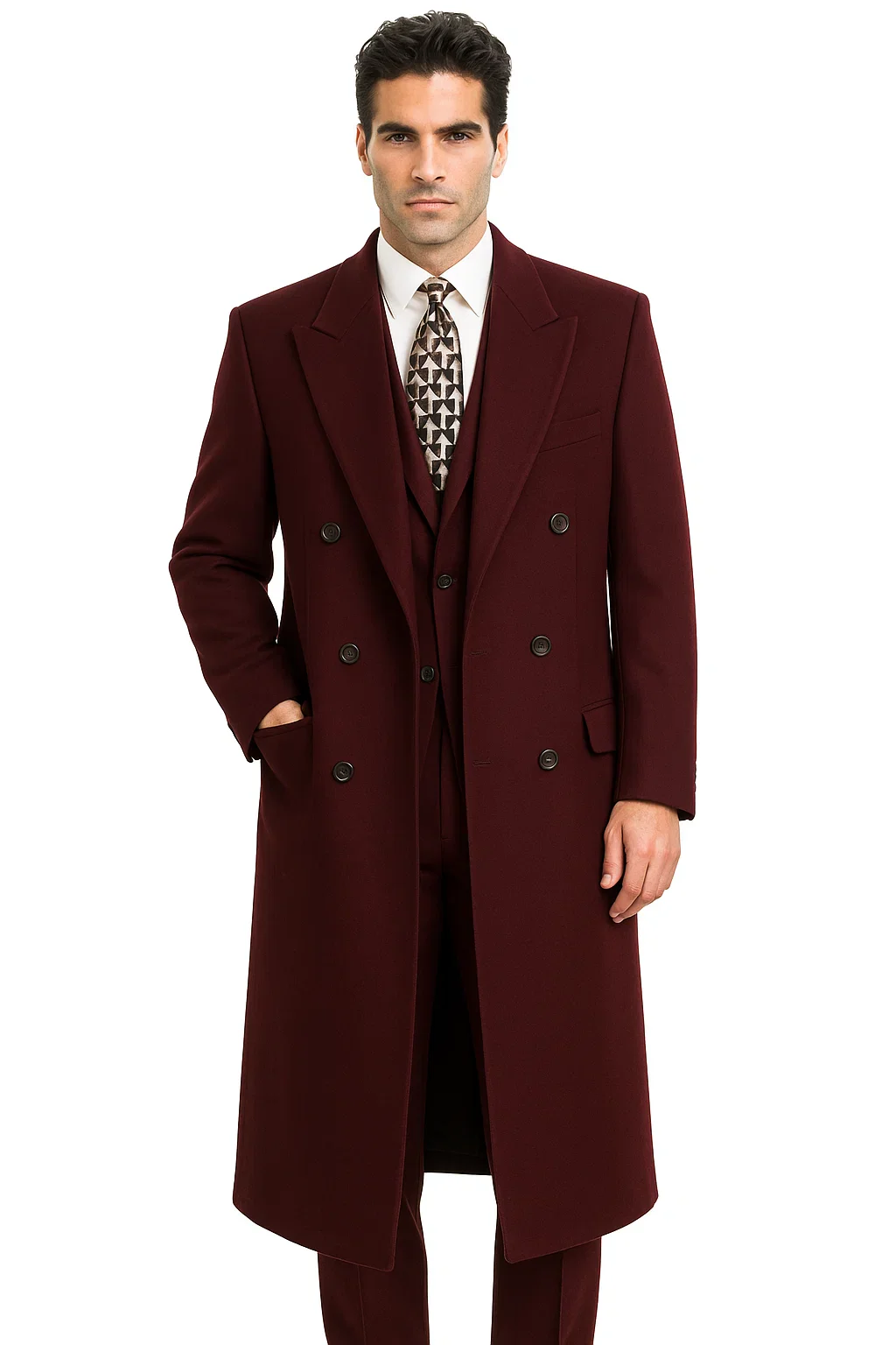 DBCoat Men's Wool Long Designer Men's Wool Men's Peacoat Sale Double Breasted Overcoat Style Full Length Charcoal - Image 5
