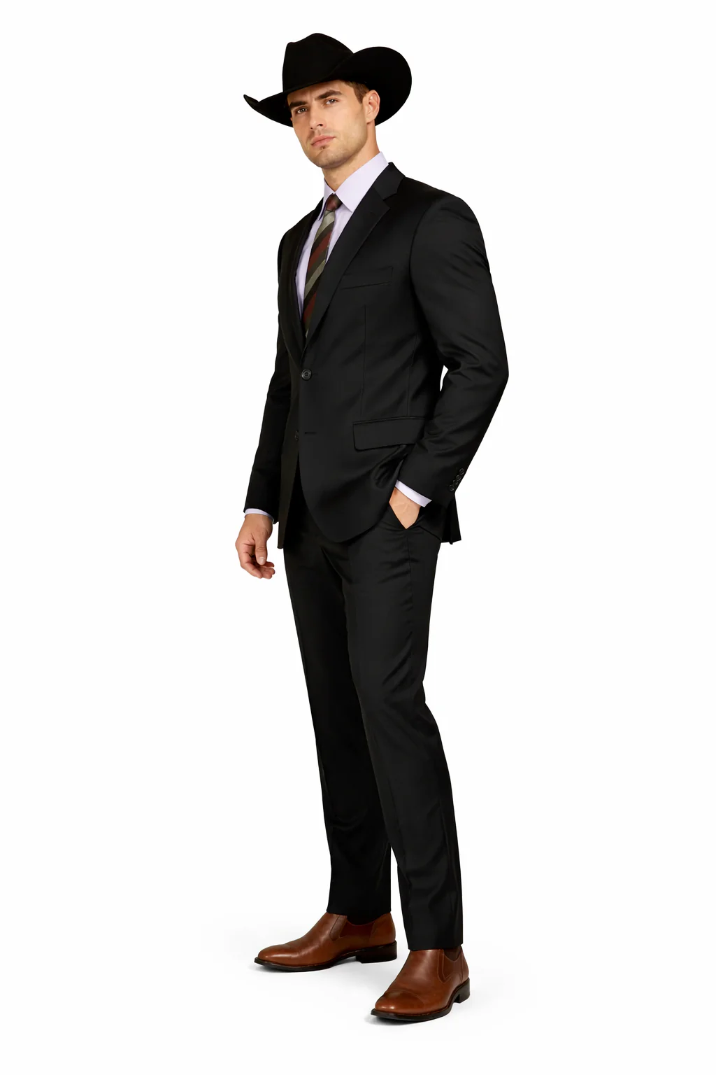 Designer Men's 2 buttons fully lined slim fit Black suits - Image 3