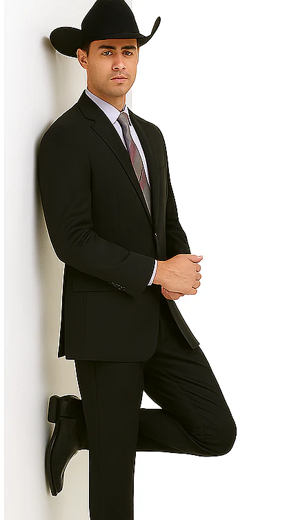 Designer Men's 2 buttons fully lined slim fit Black suits - Image 9