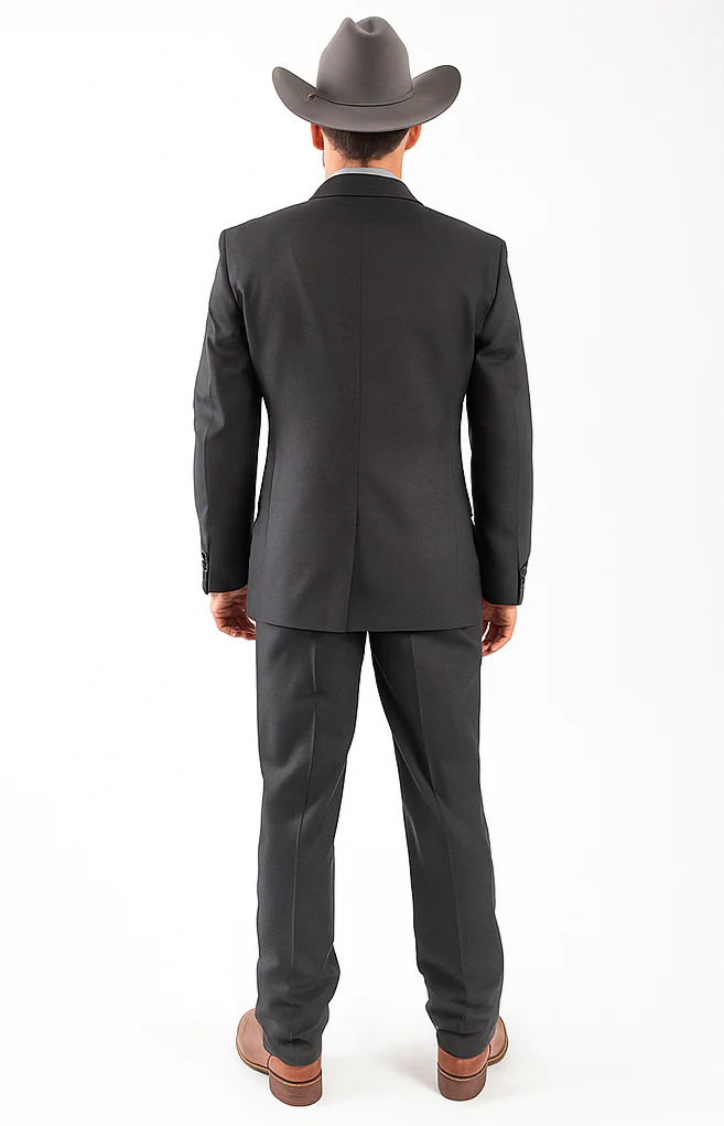 Designer Men's 2 buttons fully lined slim fit charcoal suit - Image 2