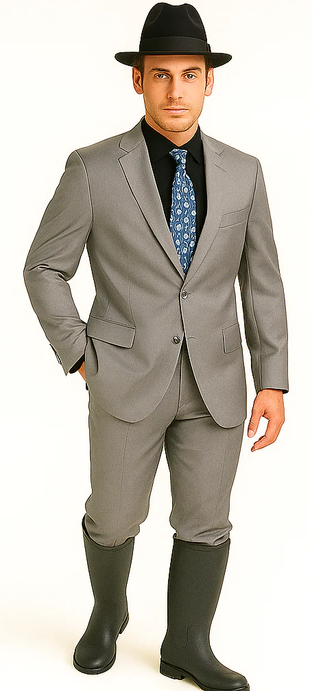 Designer Men's 2 buttons fully lined slim fit Gray suit - Image 6