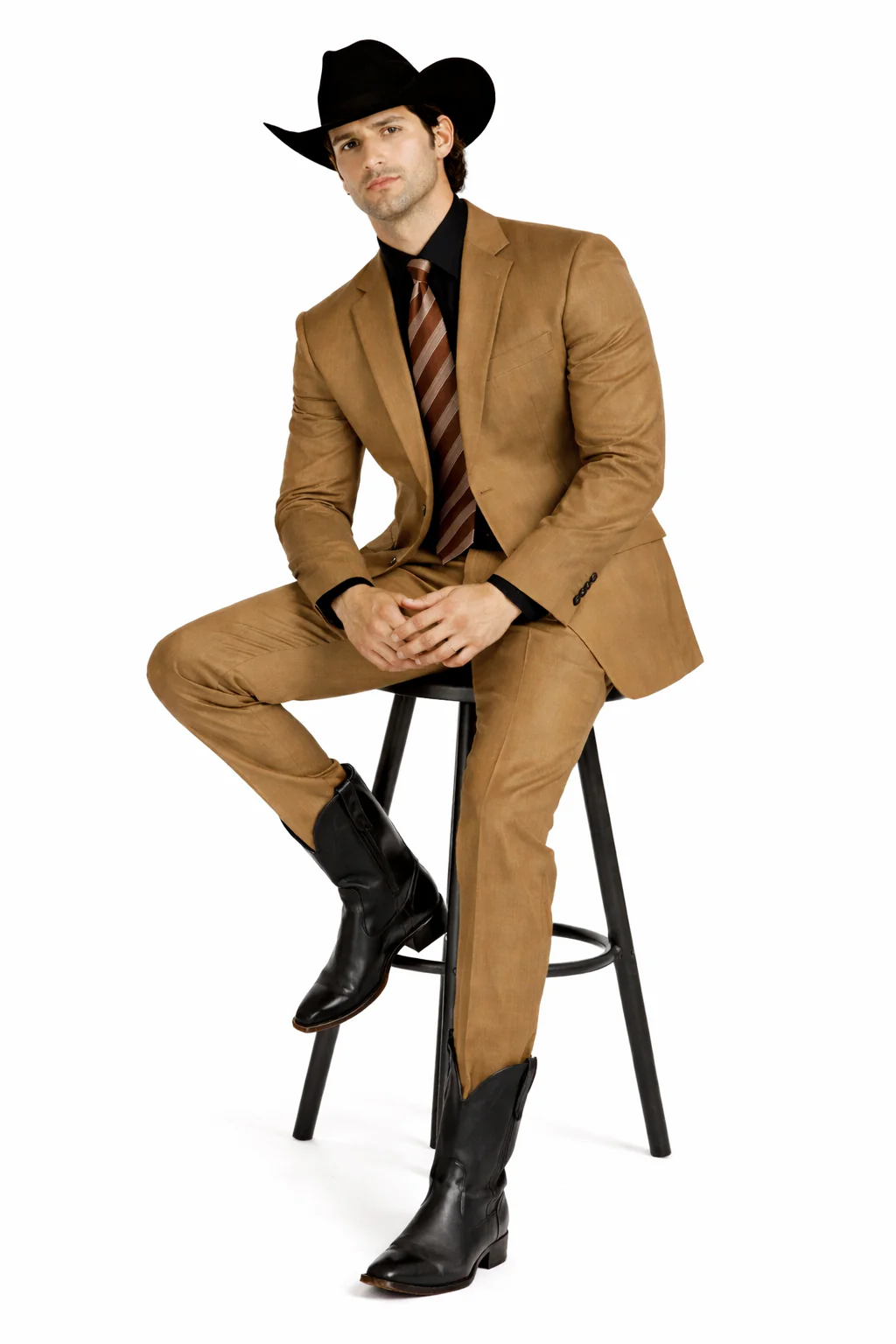 Designer Men's 2 buttons fully lined slim fit Khaki suit - Image 4